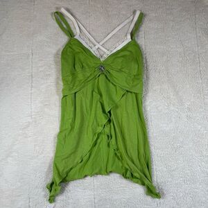 NWT Johnny Girl Vintage Y2K Ruffle Strappy Tank Top Blouse